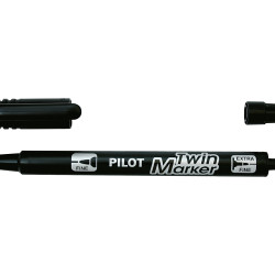 Permanentais marķieris Pilot Twin 0.5 un 2.0mm, divpusējs, melns