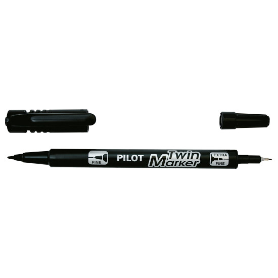 Permanentais marķieris Pilot Twin 0.5 un 2.0mm, divpusējs, melns