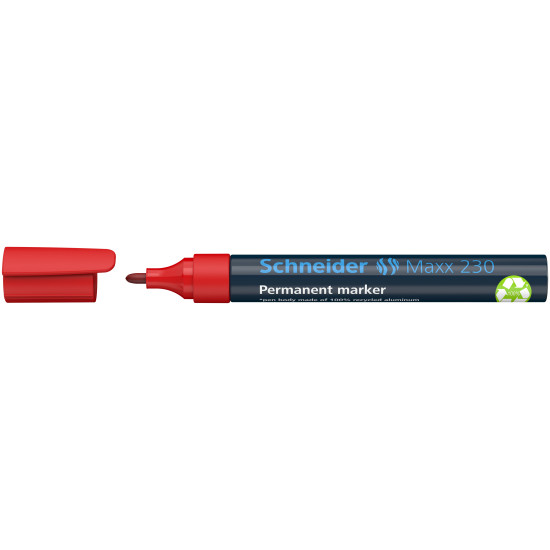 Permanentais marķieris Schneider 230, 1-3mm, konisks, sarkans