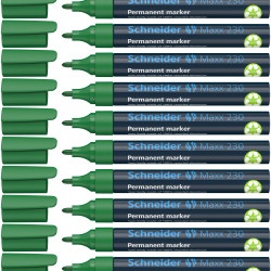Permanentais marķieris Schneider 230, 1-3mm, konisks, zaļš