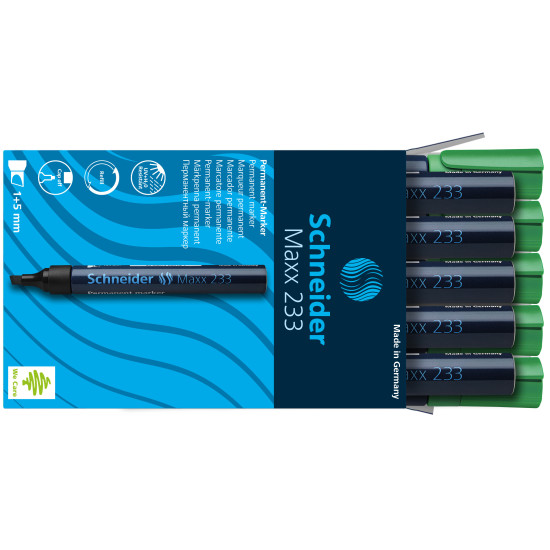 Permanentais marķieris Schneider 233 nošķelts, zaļš