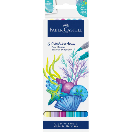 Akvareļu marķieri Faber-Castell Goldfaber Aqua, divpusēji, 6 krāsas, Fantasy Pineapple