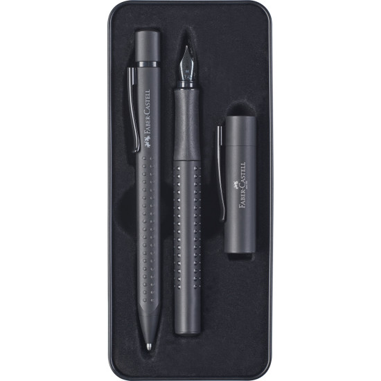 Перьевая ручка Faber-Castell Grip Edition набор черный с шариковой ручкой