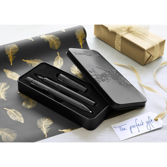 Перьевая ручка Faber-Castell Grip Edition набор черный с шариковой ручкой
