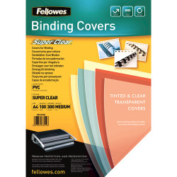 Обложки/сшивания FELLOWES PVC 300 mic, A4, 100шт, прозрачн.