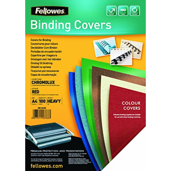 Обложки/сшивания FELLOWES Chromo A4, 100шт, крассные