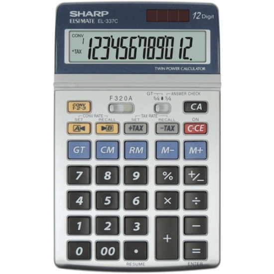 Калькулятор Sharp EL-337C солнечный 12-разрядный