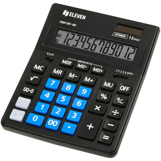 Kalkulators ELEVEN CDB-1201BK, ar zilām pogām