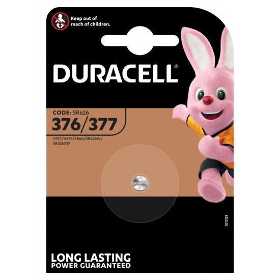 Батарейка для часов Duracell "377", Silver, Долгий срок службы