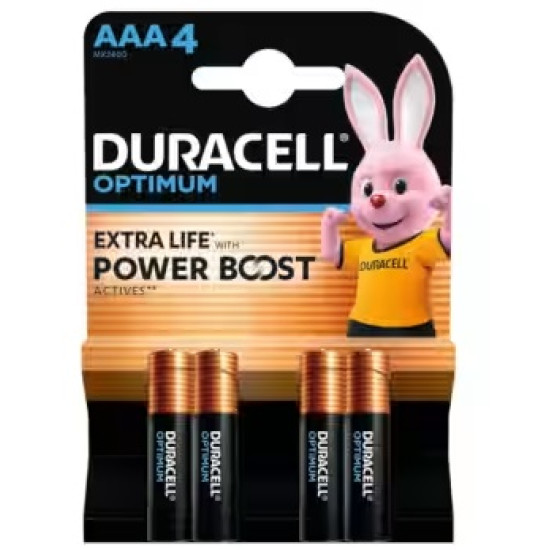 *Baterijas DURACELL OPTIMUM AAA, 4 gab