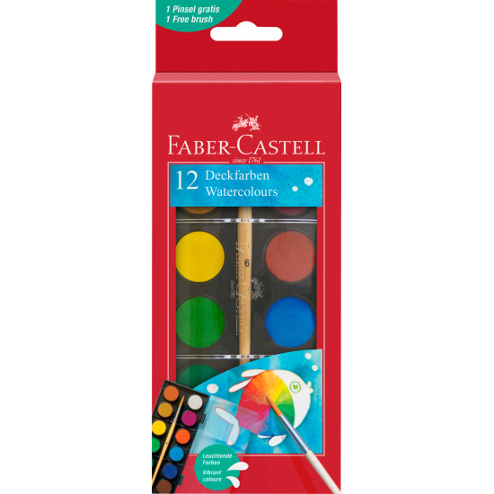 Акварельные краски Faber-Castell 12 цветов непрозрачные