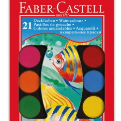 Акварельные краски Faber-Castell 21 цвет непрозрачные с кистями