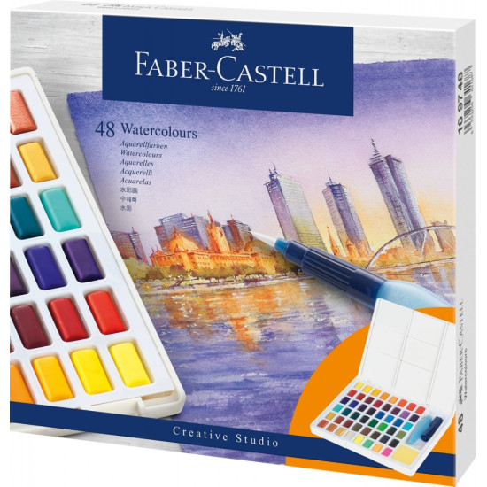 Акварель Faber-Castell Creative Studio 48 цветов с кистью