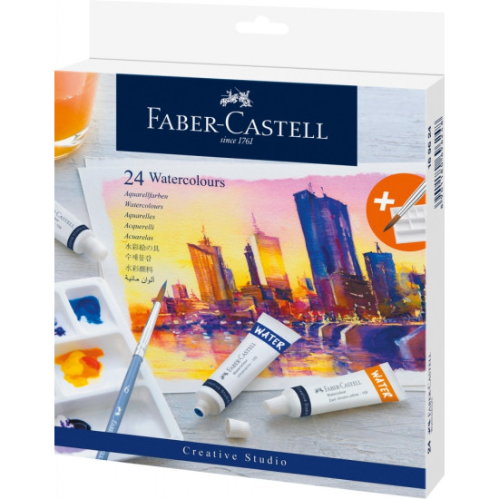 Акварель Faber-Castell 24 цвета 9 мл с палитрой