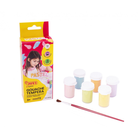 Guaša krāsas Jovi Pastel ar otiņu 15ml, 6 pasteļkrāsas