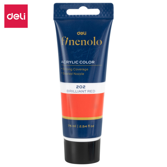 Акриловая краска Deli Brilliant Red 75ml яркая непрозрачная краска