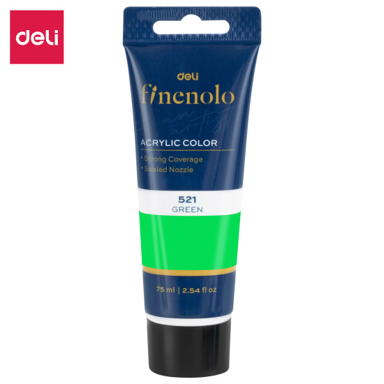 Акриловая краска Deli Green 75 мл яркий зеленый