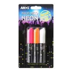Краски для лица Amos Neon 3 цвета светящиеся