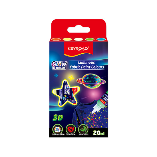 Краски для ткани Keyroad Luminious светящиеся в темноте 5 цветов