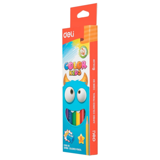 Trīsstūrveida krāsainie zīmuļi  Deli Jumbo EC00660, 6 krāsas