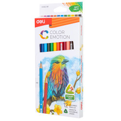 Trīsstūrveida krāsainie zīmuļi DELI EMOTION EC00200, 12 krāsas