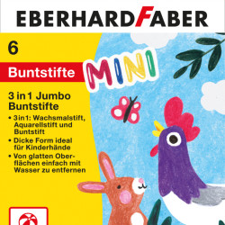 Vaska krītiņi 3 in1 EberhardFaber Mini, 6 krāsas