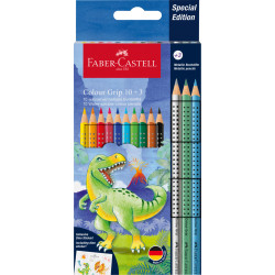 Акварельные карандаши Faber-Castell Colour Grip Динозавры 13 цветов с наклейками