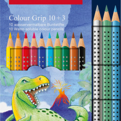 Акварельные карандаши Faber-Castell Colour Grip Динозавры 13 цветов с наклейками