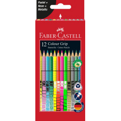 Цветные карандаши Faber-Castell Grip 12 неоновыхметаллическихпастельных
