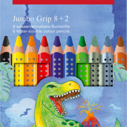 Цветные карандаши Faber-Castell Jumbo Grip Динозавры Водорастворимые 10 шт