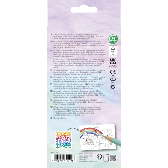 Trīsstūrveida krāsainie zīmuļi Faber-Castell Colour Grip Unicorn 10+3 krāsas