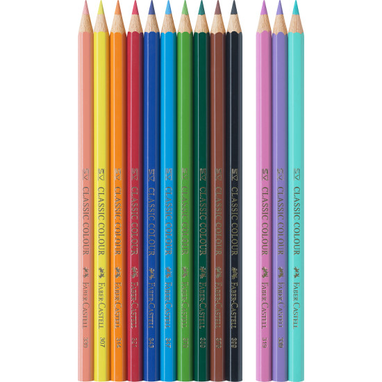 Trīsstūrveida krāsainie zīmuļi Faber-Castell Colour Grip Unicorn 10+3 krāsas