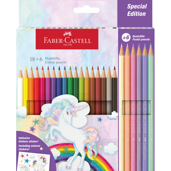 Цветные карандаши Faber-Castell Colour Grip Unicorn 18+6 в картонной упаковке