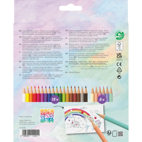 Цветные карандаши Faber-Castell Colour Grip Unicorn 18+6 в картонной упаковке