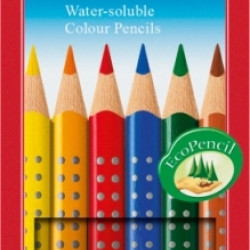 Trīsstūrveida krāsainie zīmuļi Faber Castell Grip 2001, 6 krāsas