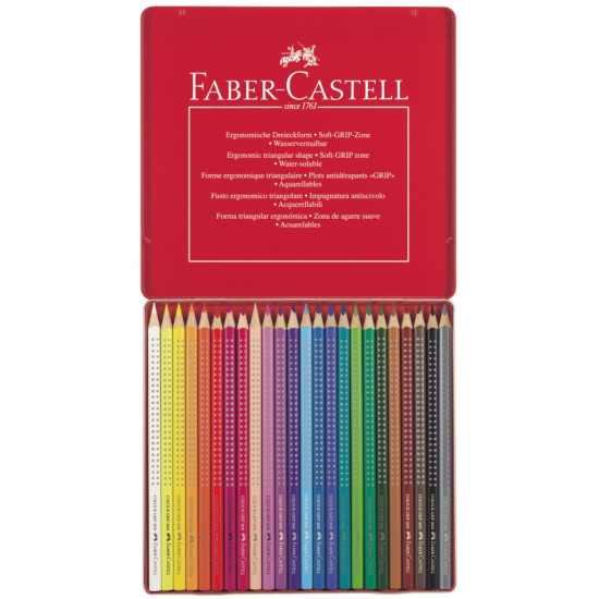 Цветные карандаши Faber-Castell Grip 2001 24цвета в металлическом пенале