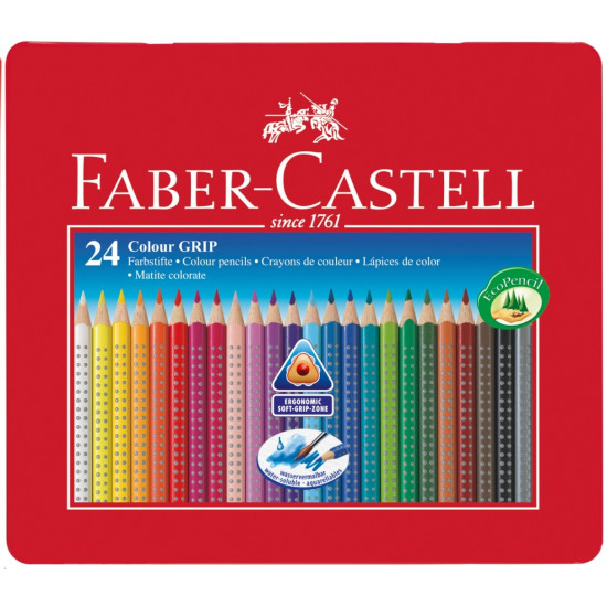 Цветные карандаши Faber-Castell Grip 2001 24цвета в металлическом пенале