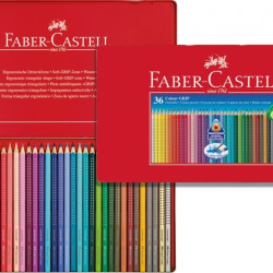 Akvareļu zīmuļi Faber-Castell Grip 2001, 36 krāsas, metāla kārba