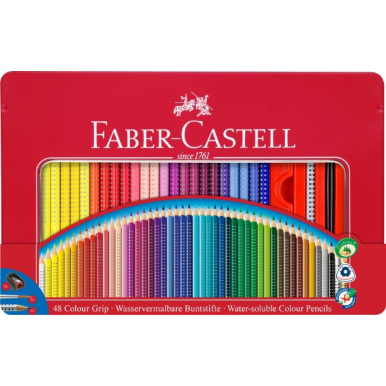 Цветные карандаши Faber-Castell Grip 48 цветов металлический кейс