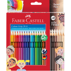 Карандаши цветные Faber-Castell Colour Grip 18 цветов + 6 оттенков кожи