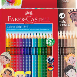 Карандаши цветные Faber-Castell Colour Grip 18 цветов + 6 оттенков кожи