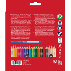 Карандаши цветные Faber-Castell Colour Grip 18 цветов + 6 оттенков кожи