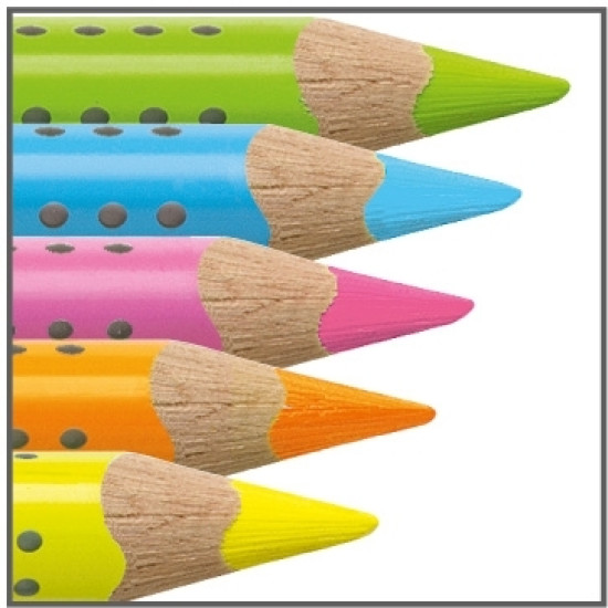 Trīsstūrveida krāsains zīmulis Faber-Castell Jumbo Grip, neona zils