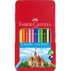 Krāsainie zīmuļi Faber-Castell Classic, 12 krāsas, metāla kārbā