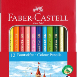 Krāsainie zīmuļi Faber-Castell Classic, 12 krāsas, metāla kārbā