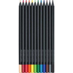 Trīsstūrveida krāsainie zīmuļi Faber-Castell Black Edition, 12 krāsas
