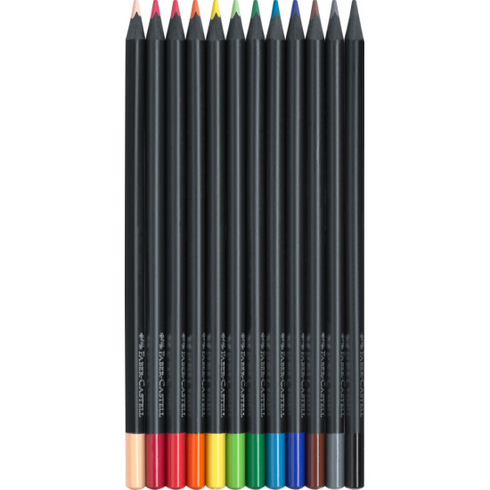 Trīsstūrveida krāsainie zīmuļi Faber-Castell Black Edition, 12 krāsas