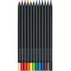 Trīsstūrveida krāsainie zīmuļi Faber-Castell Black Edition, 12 krāsas