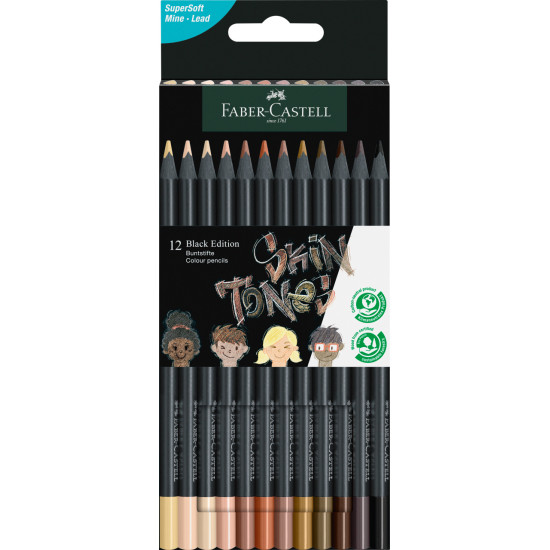 Trīsstūrveida krāsainie zīmuļi Faber-Castell Black Edition 12krāsas