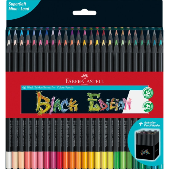 Цветные карандаши Faber-Castell Black Edition 50 цветов SuperSoft